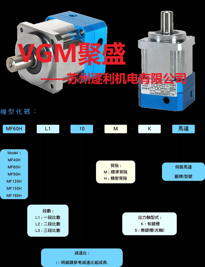 臺灣VGM聚盛減速機MF60HL1-3-M-K-14-50